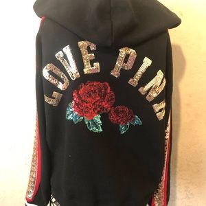 Victoria secret hoodie bling rose